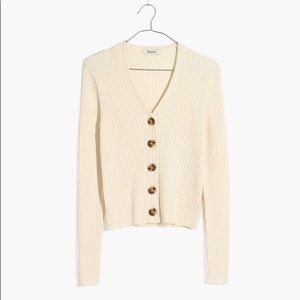 Shrunken Ribbed Cardigan Sweater